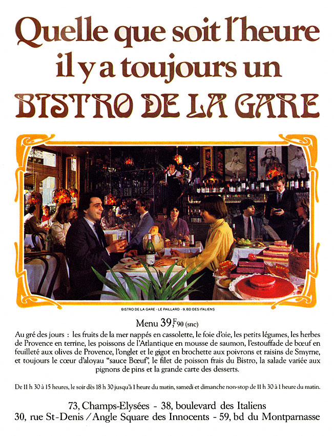 Advert Bistro Romain 1981